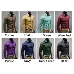 Pack of three men's dress shirts (red, dk gr, blk)